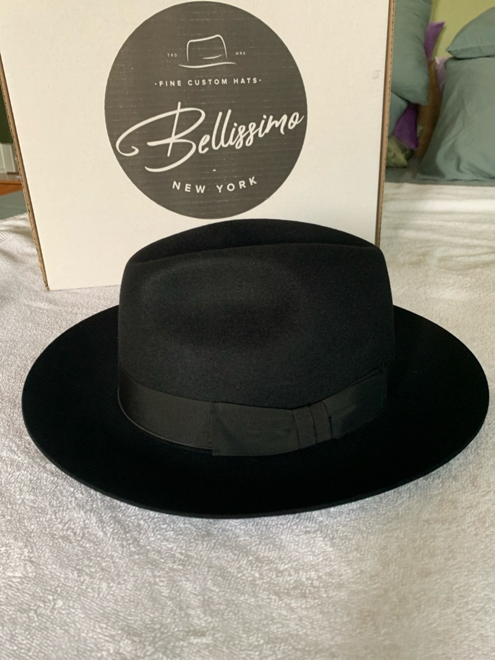 Bellissimo Fine Custom Hats New York Black Wide-Brim Fedora